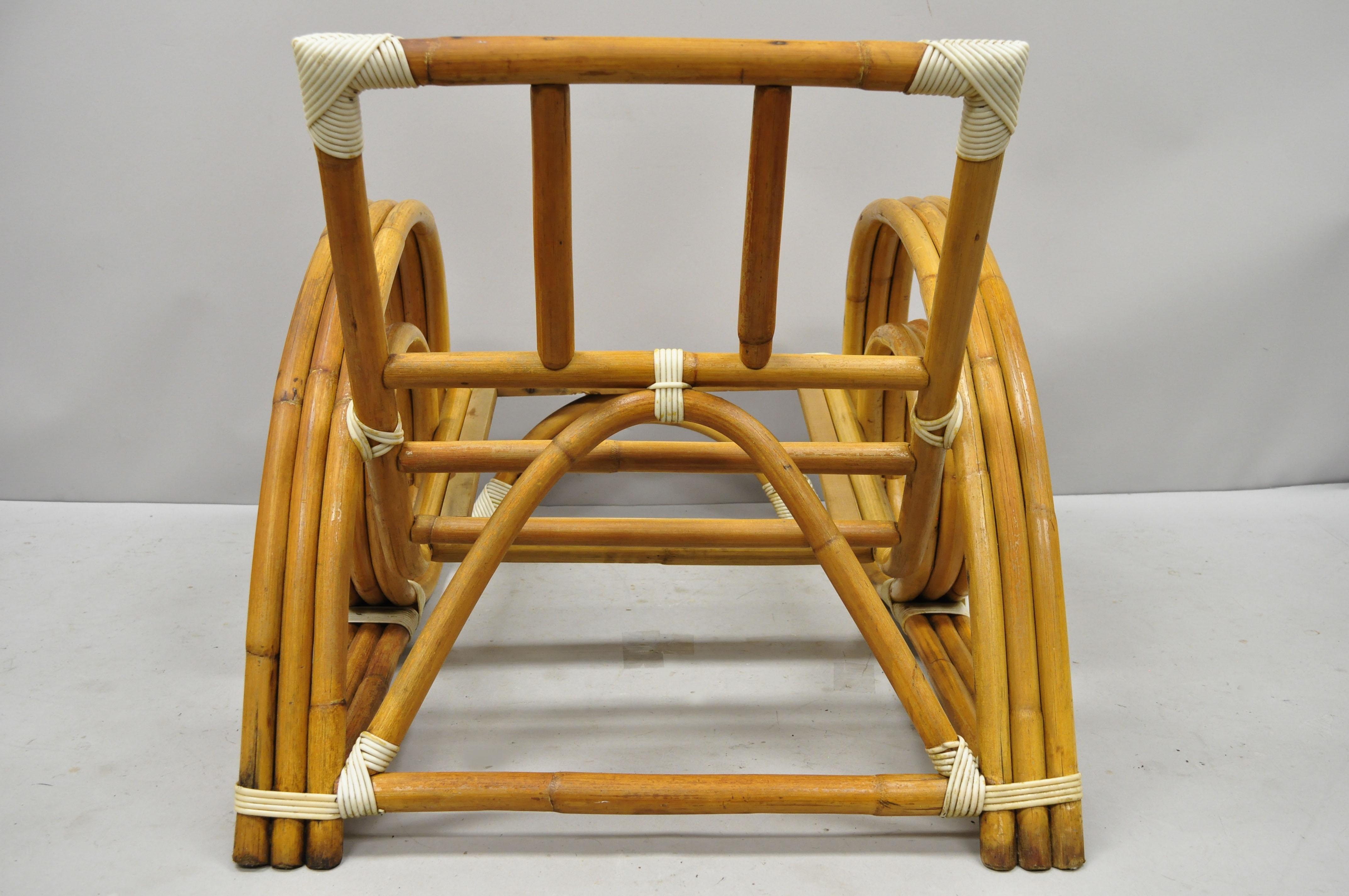 20th Century Vintage Tropitan Paul Frankl Style Bamboo Rattan Pretzel Club Lounge Chair