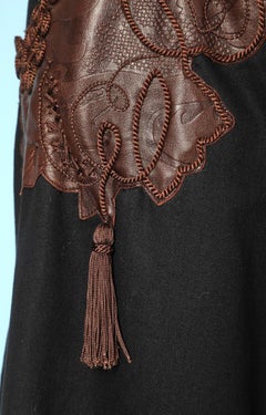 Vintage trousers in black wool and brown leather Christian Dior