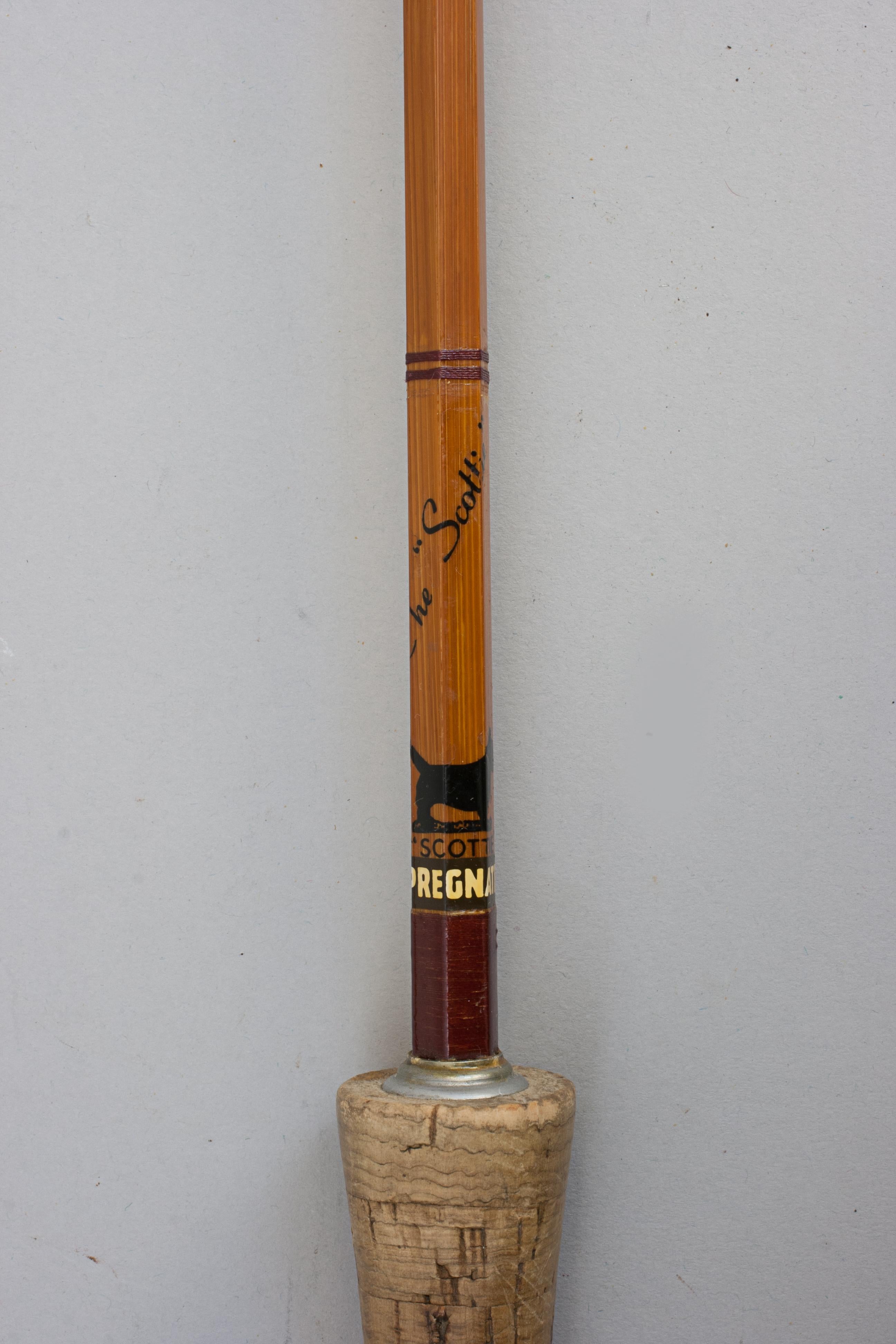 Late 20th Century Vintage Trout Fishing Rod, Split Cane, Scottie
