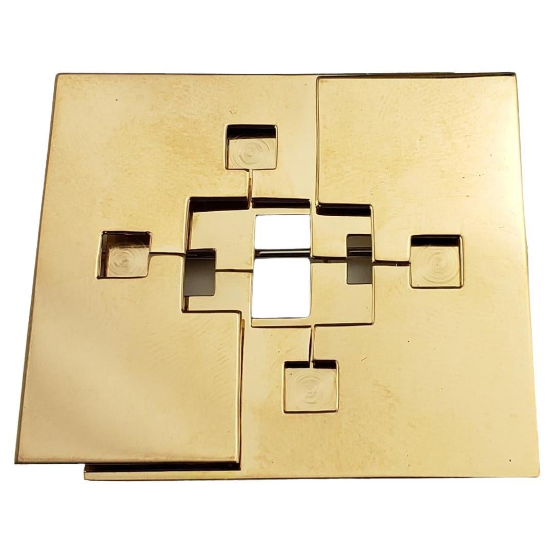 Broche geométrico modernista Trudel vintage de oro amarillo de 18 quilates #17759 en venta