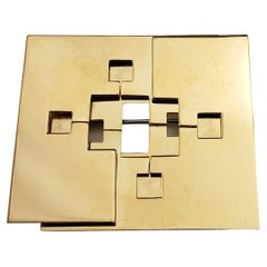 Vintage Trudel 18 Karat Yellow Gold Modernist Geometric Brooch #17759