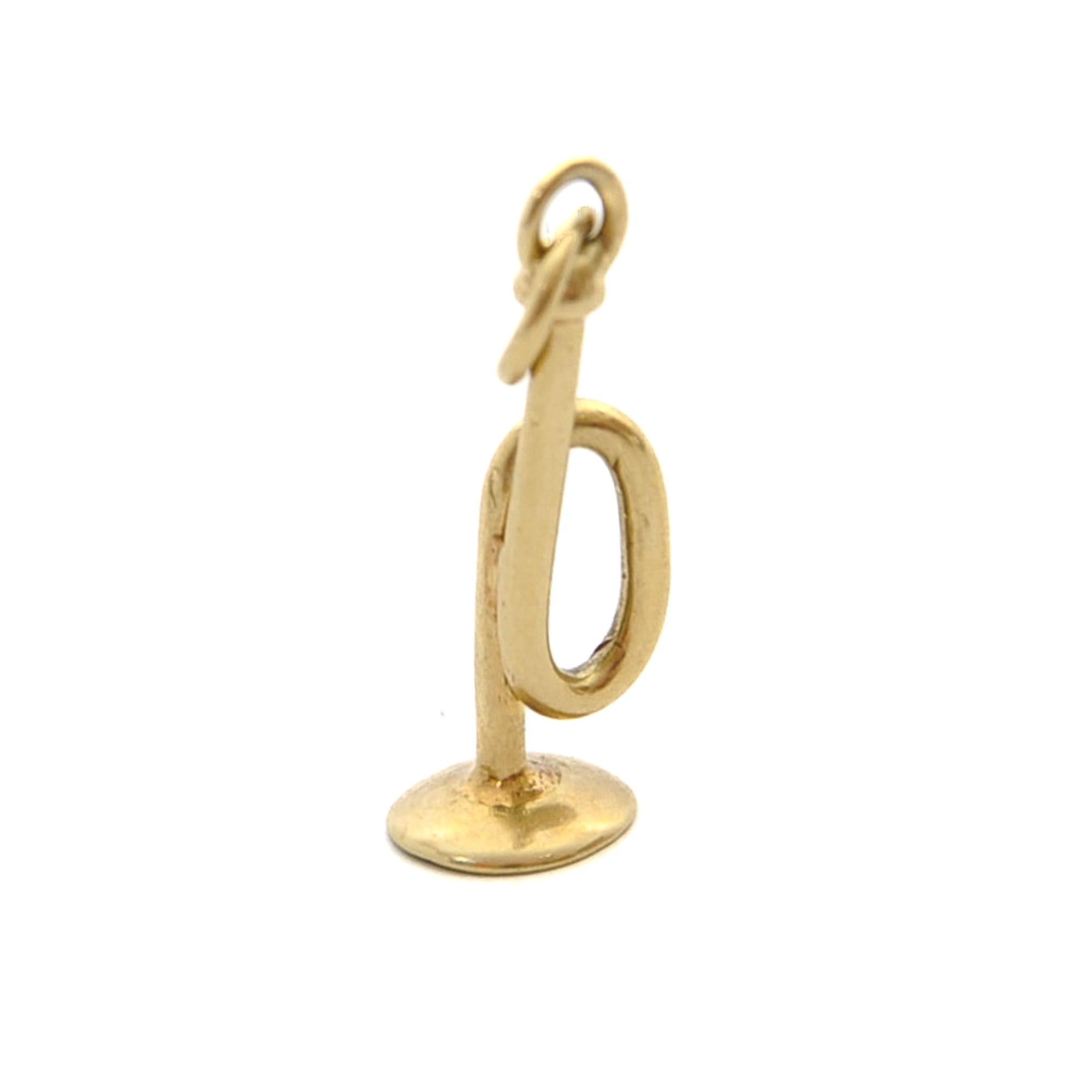 Women's or Men's Vintage 14 Karat Gold Trumpet Charm Pendant For Sale