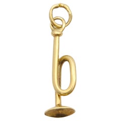 Retro 14 Karat Gold Trumpet Charm Pendant