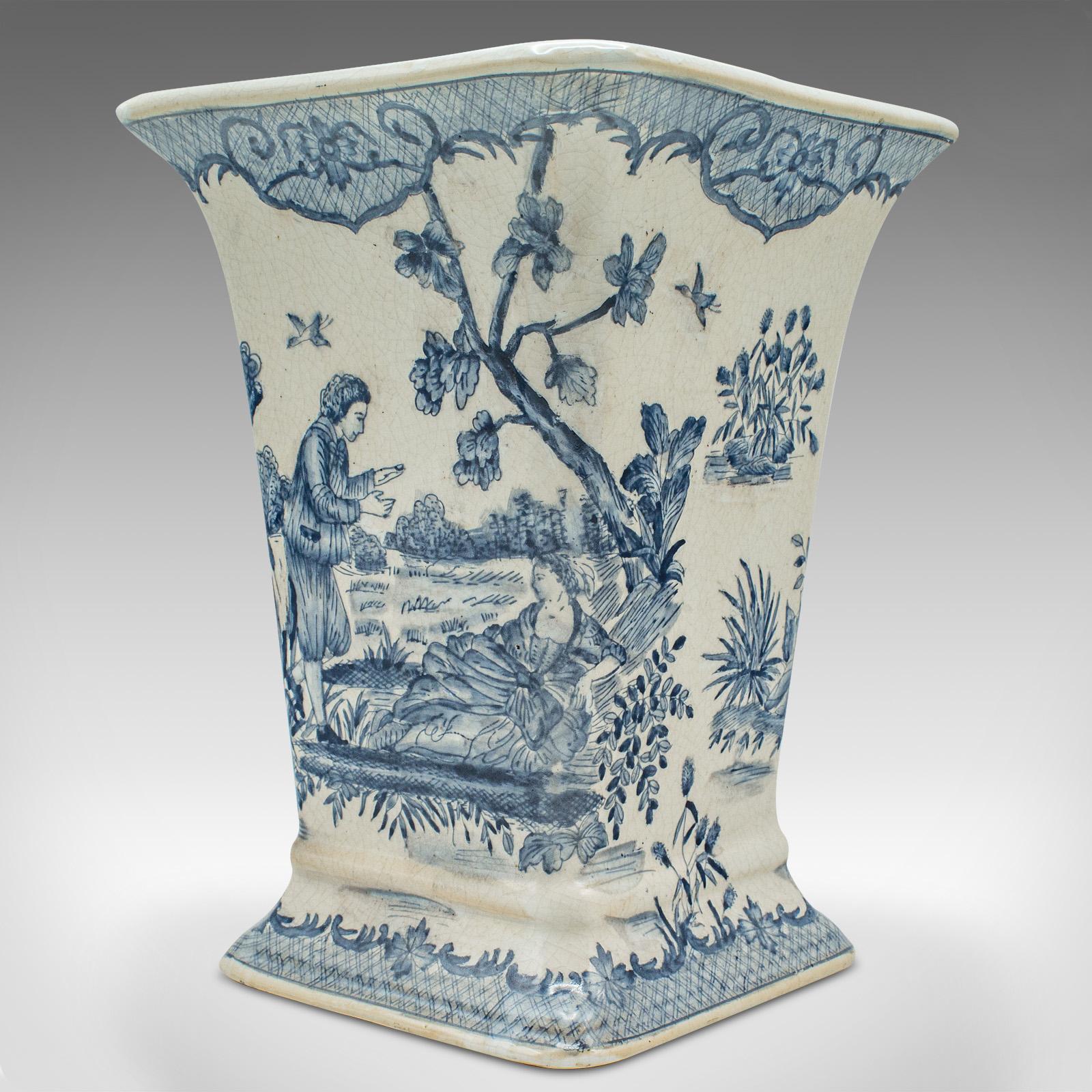 Vintage Trumpet Vase, Chinese, Ceramic, Flower Sleeve, European Romantic Taste For Sale 5