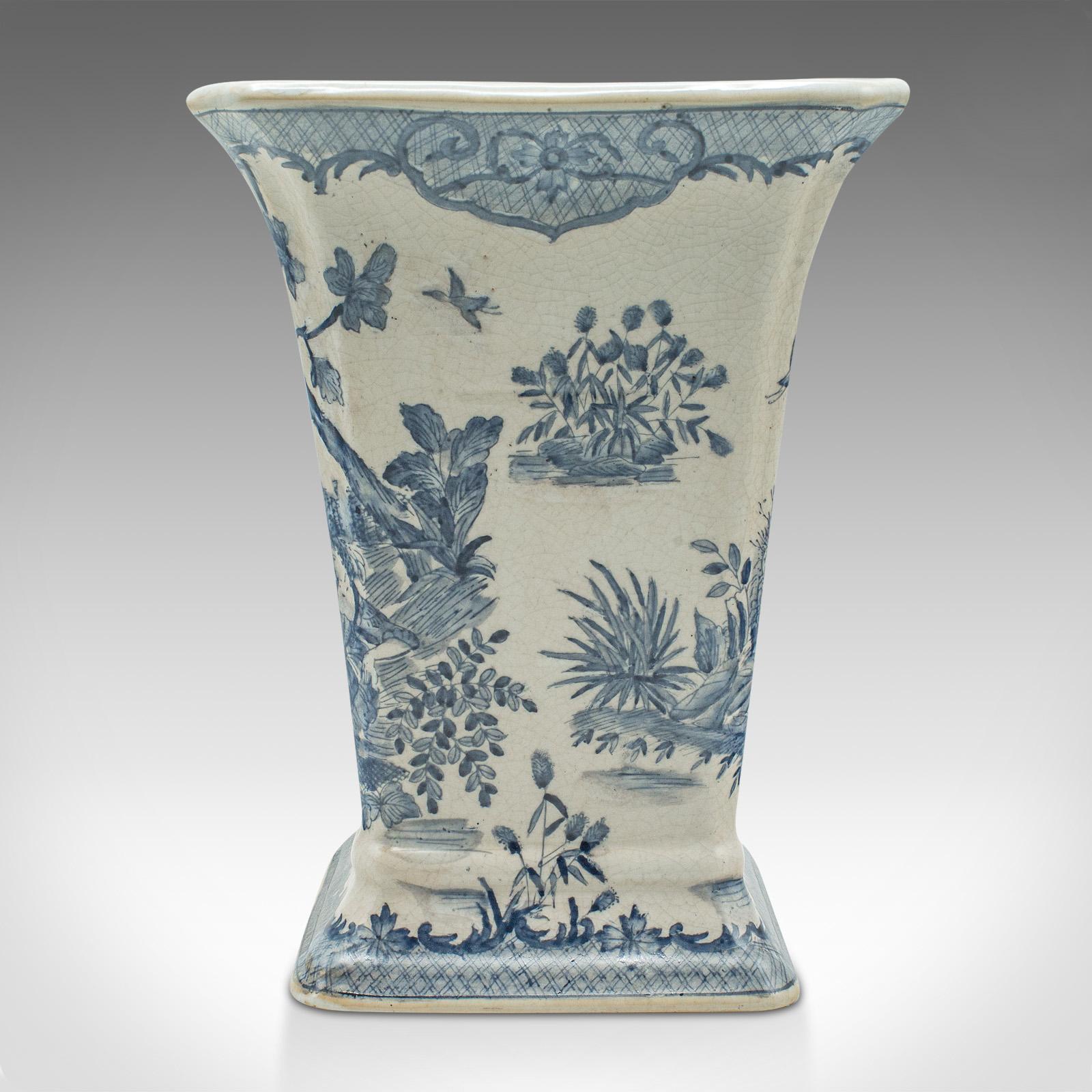 Late 20th Century Vintage Trumpet Vase, Chinese, Ceramic, Flower Sleeve, European Romantic Taste For Sale