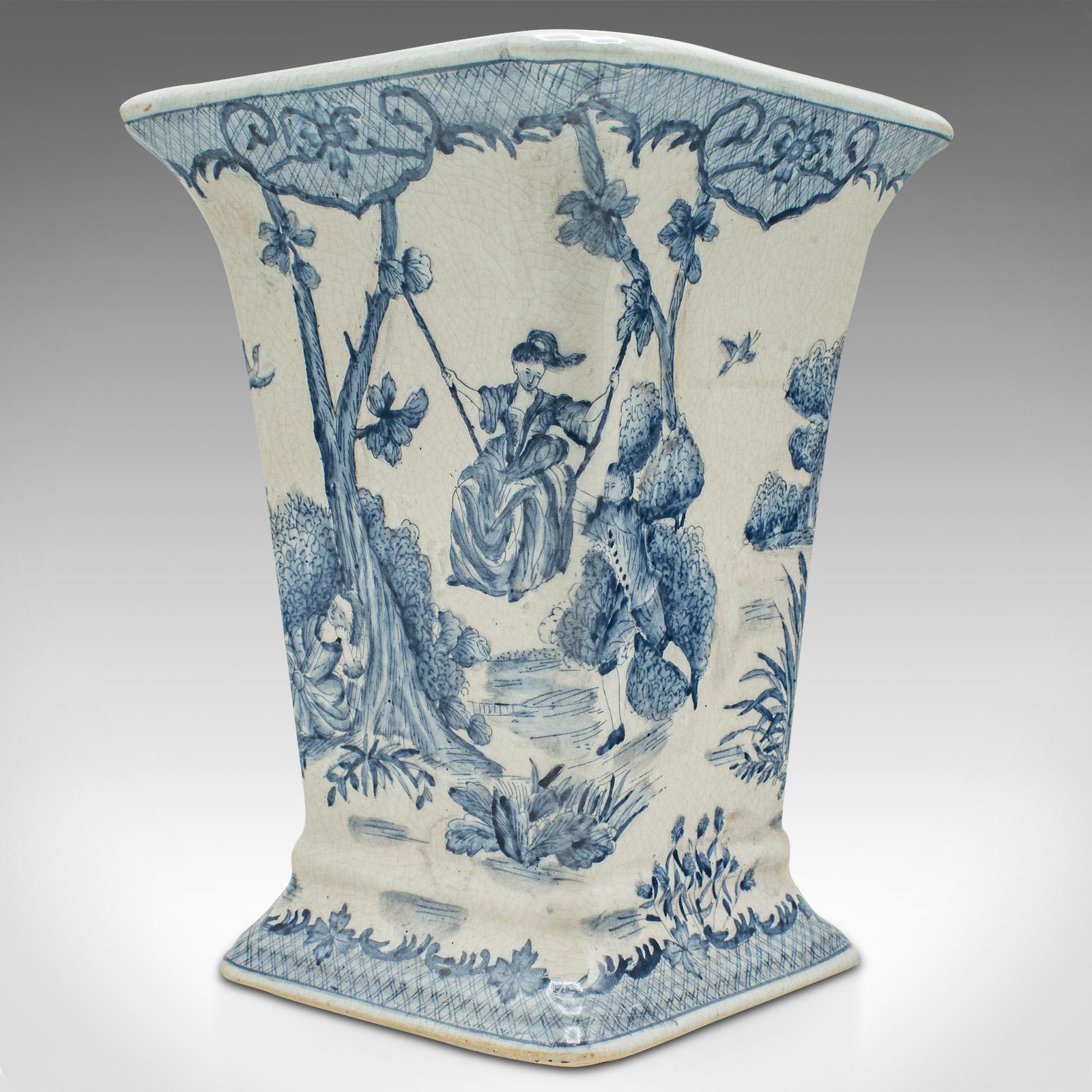 Vintage Trumpet Vase, Chinese, Ceramic, Flower Sleeve, European Romantic Taste For Sale 4