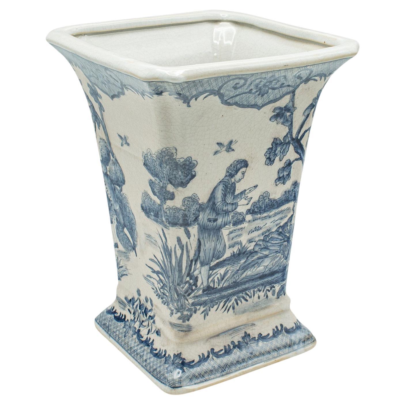 Jarrón Trompeta Vintage, Chino, Cerámica, Manga Floral, Gusto Romántico Europeo