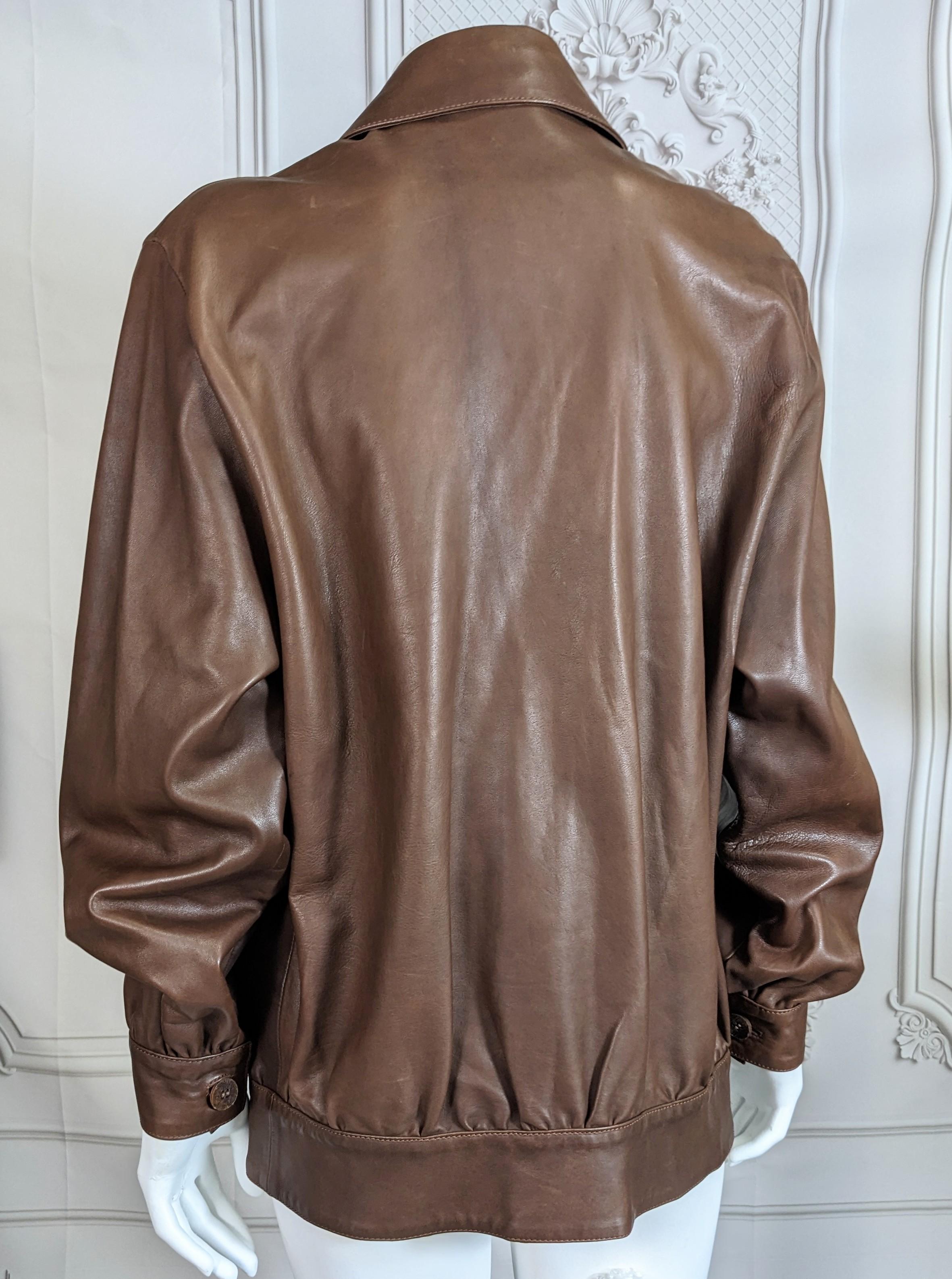 Vintage Trussardi Soft Calf Leather Bomber For Sale 1