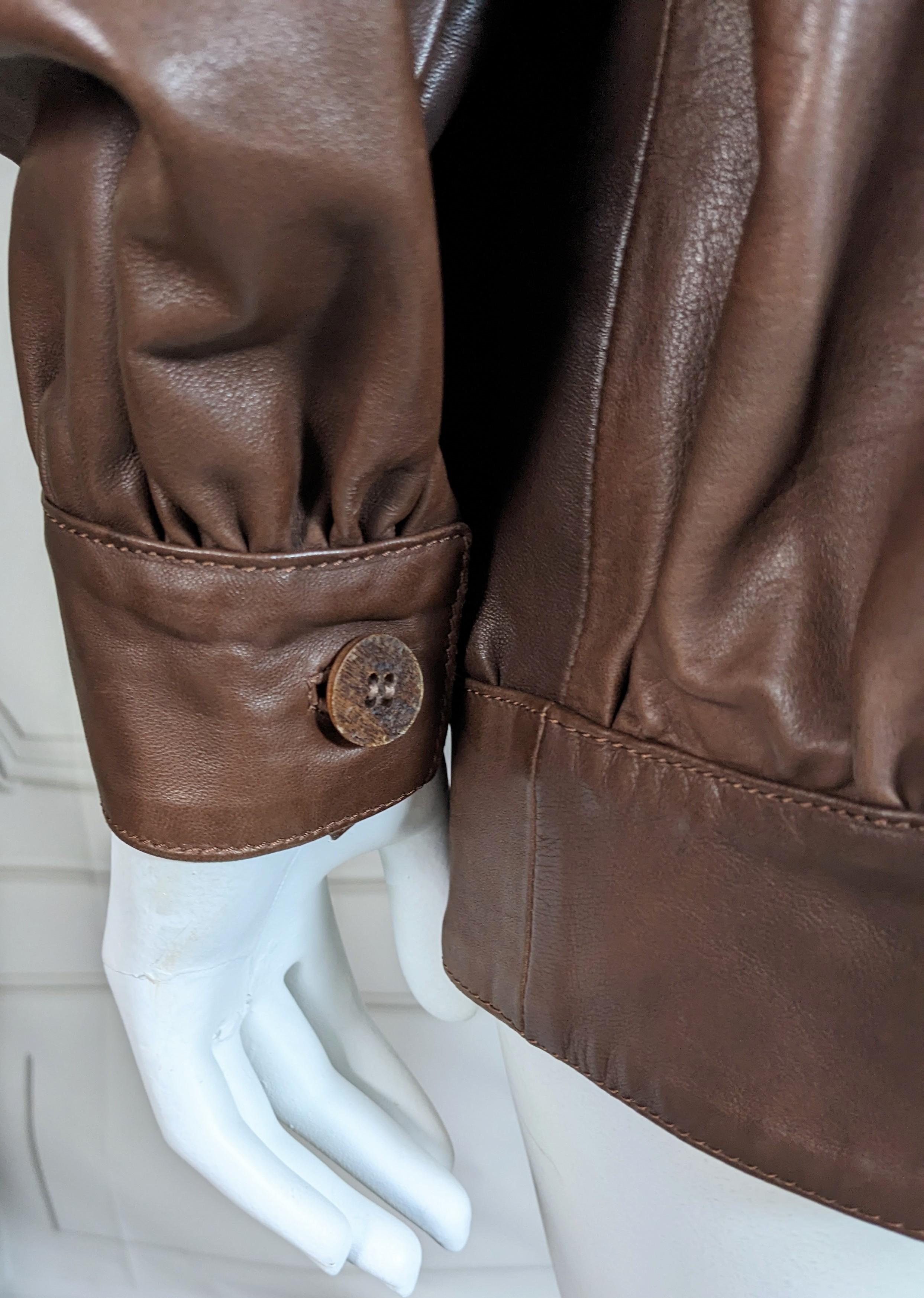 Vintage Trussardi Soft Calf Leather Bomber For Sale 2
