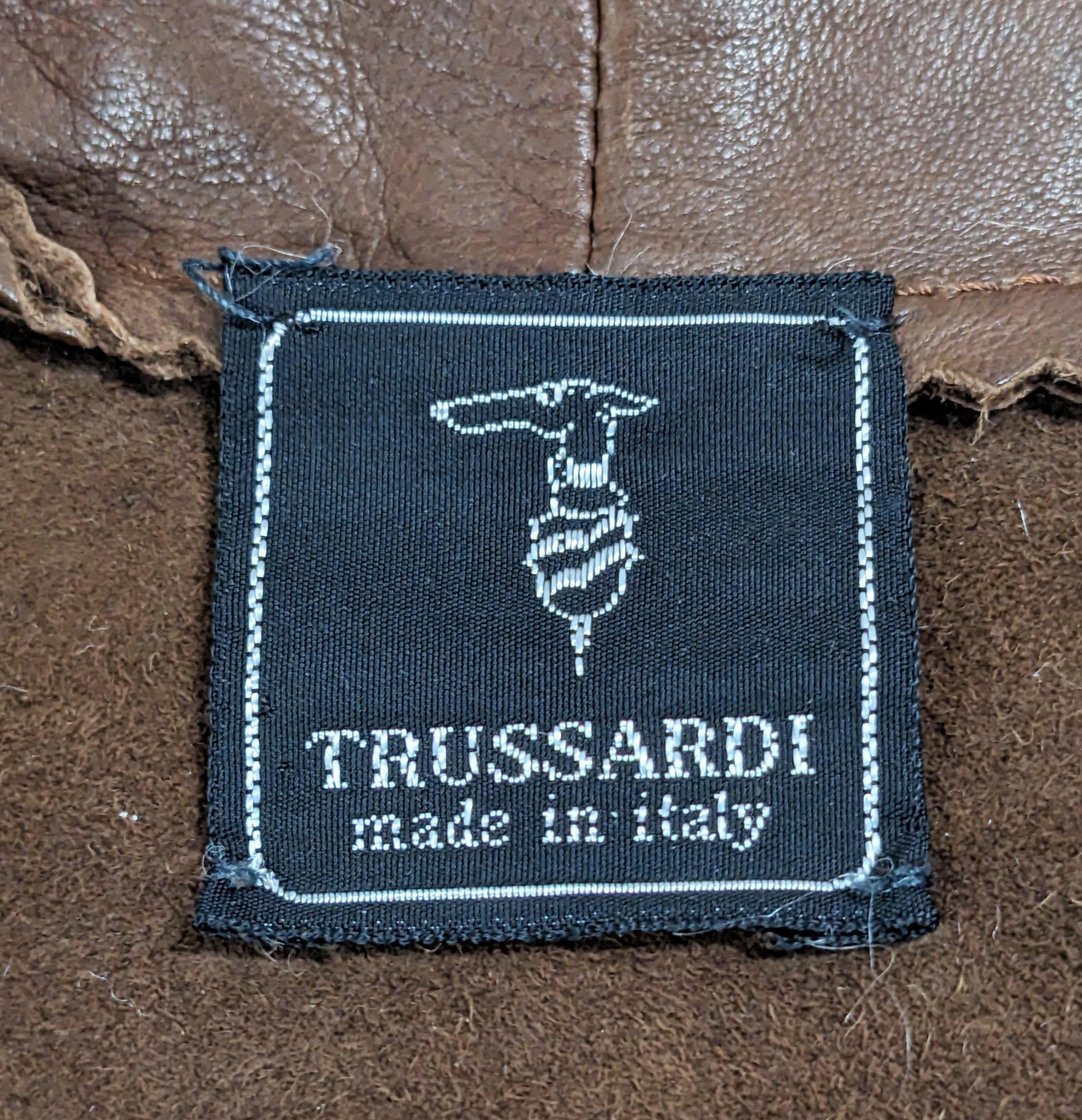 Vintage Trussardi Soft Calf Leather Bomber For Sale 3