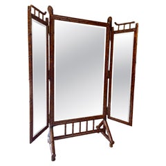 Vintage Tryptic (3 panel) Bamboo Gentlemen’s Dressing Mirror- Chinoiserie Style Vintage Tryptic (3 panel) Bamboo Gentlemen’s Dressing Mirror- Chinoiserie Style