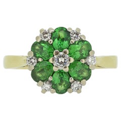 Cluster-Ring mit Tsavorit, Granat und Diamant