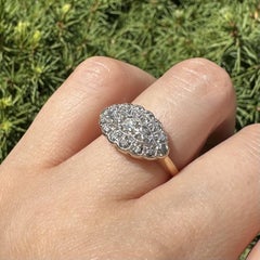 Vintage TT Gold 0.30ctw Diamond Filigree Etched Work Marquise Shape Dinner Ring