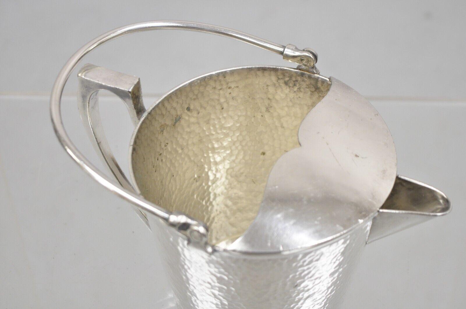 20th Century Vintage T&T Hand Hammered Silver Plated Art Deco Small Watering Can Pitcher For Sale