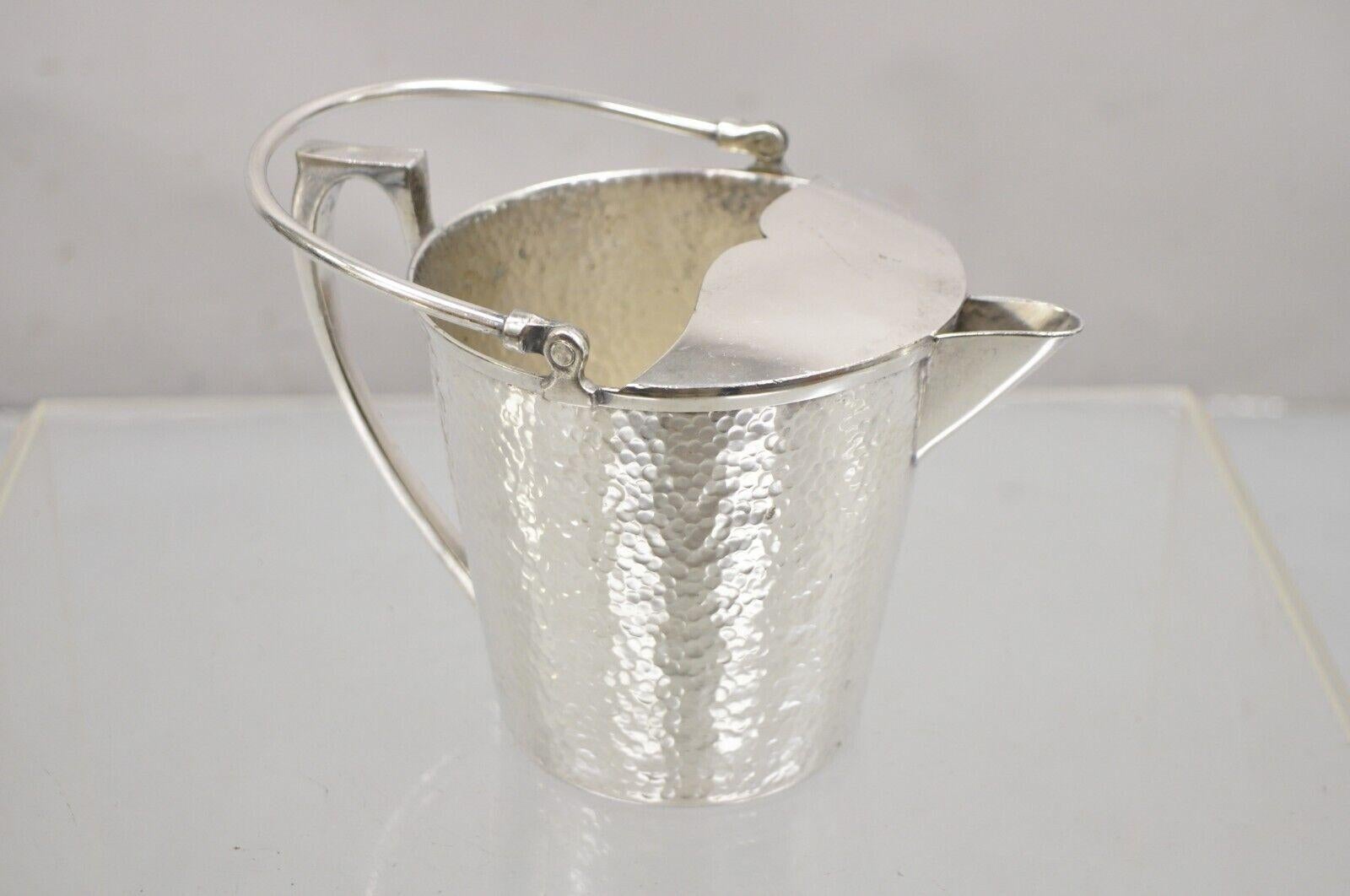 Vintage T&T Hand Hammered Silver Plated Art Deco Small Watering Can Pitcher For Sale 5