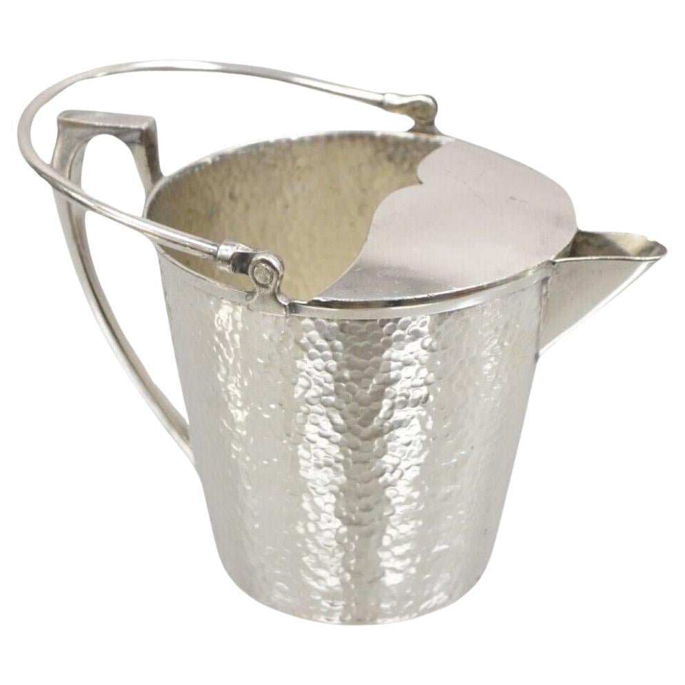 Vintage T&T Hand Hammered Silver Plated Art Deco Small Watering Can Pitcher For Sale