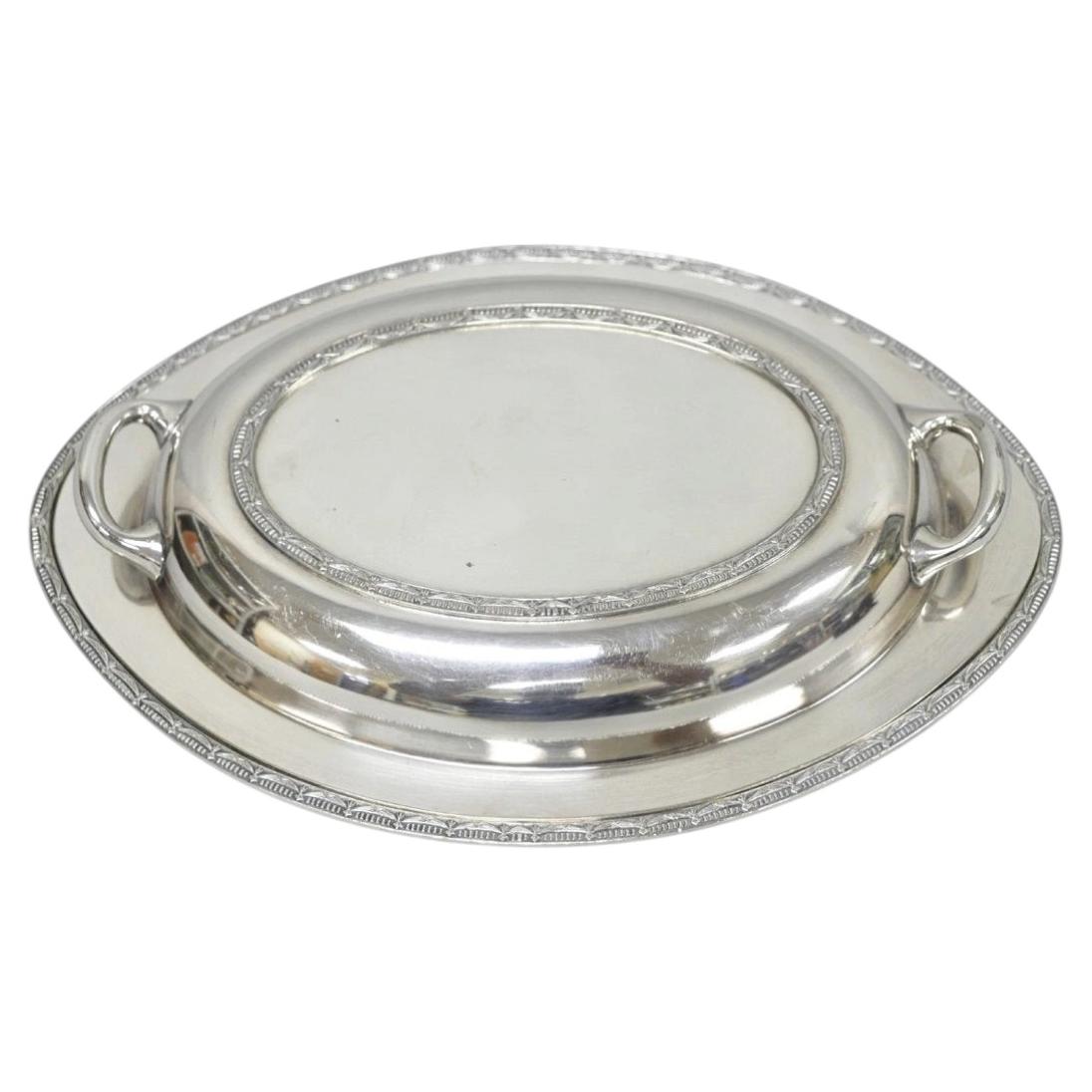 Vintage T&T Silver Plated Victorian Oval Vegetable Serving Platter w/ Drapes For Sale