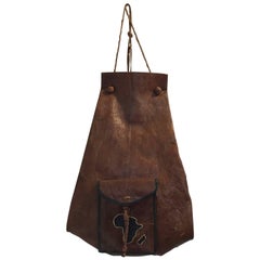 Vintage Tuareg Hand Tooled Leather Bag with Africa Map