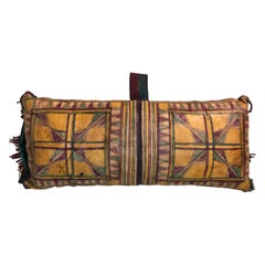 Vintage Tuareg Naturally Dyed Leather Camel Saddle Pillow, Morocco, Africa