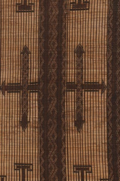 Tapis touareg vintage, beige-brun avec motifs géométriques tribaux audacieux - Rug & Kilim