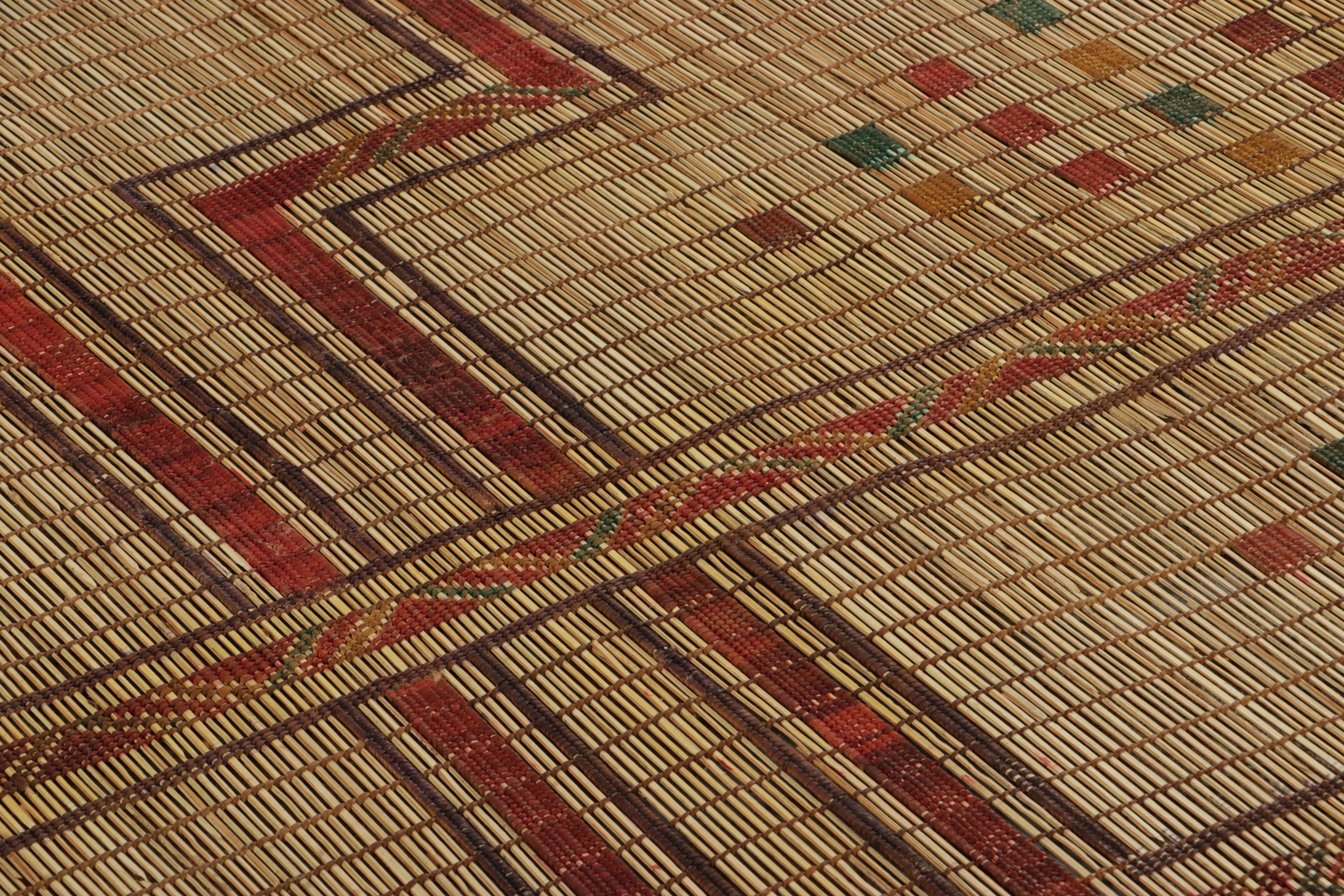 Made with handwoven reed and camel leather in Mauritania circa 1950-1960, this 11x14 vintage Tuarage mat is an exceptional new addition to Rug 
Kilim’s collection of rare works in this weaving tradition; the legacy of one of the most
