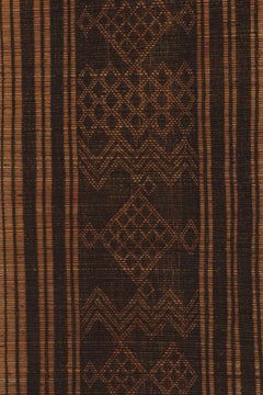 Tapis touareg vintage, rayures géométriques audacieuses en beige-brun - Rug & Kilim