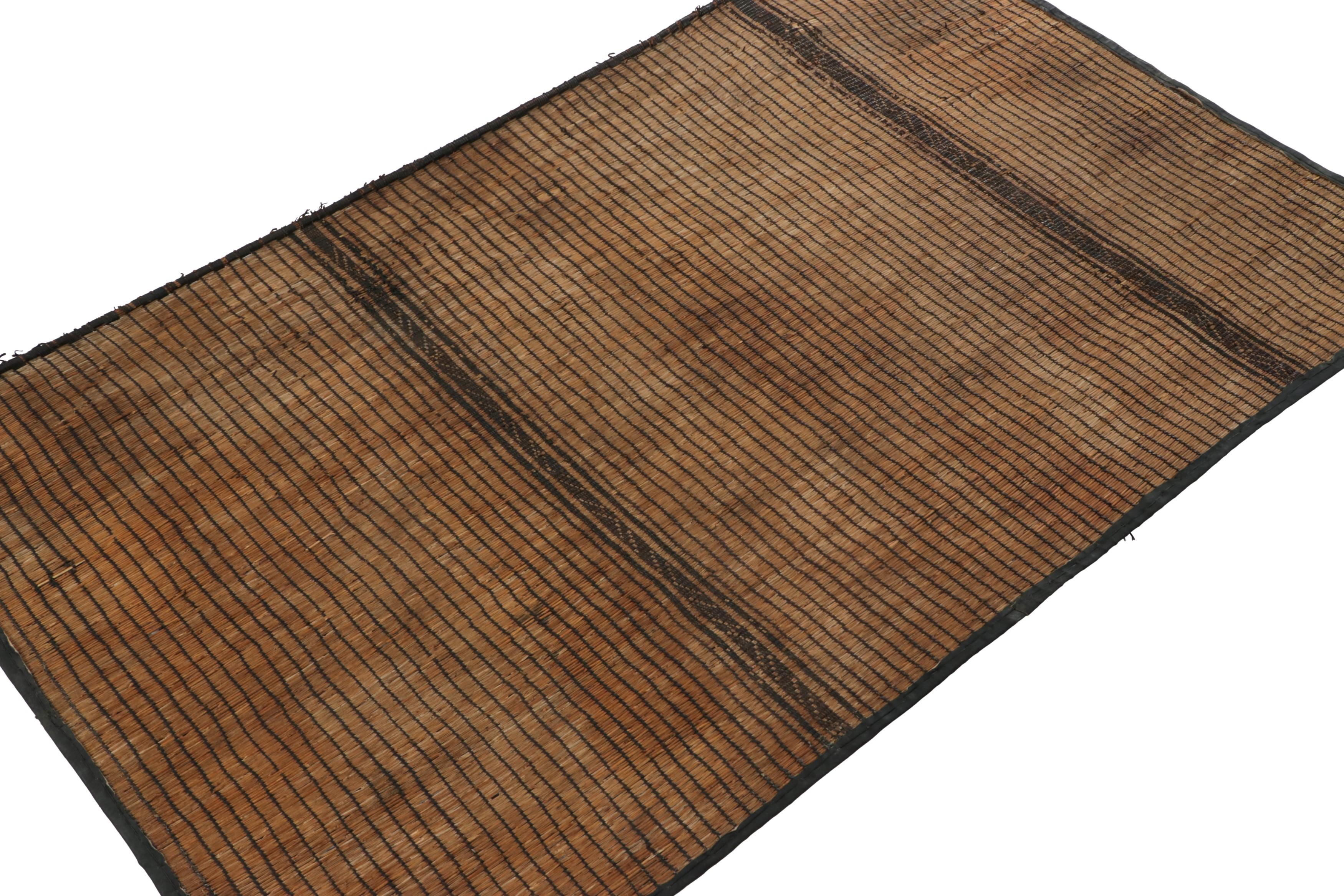 Tessuto a mano Tappeto Tuareg vintage, motivi a strisce marroni e beige - Rug & Kilim in vendita