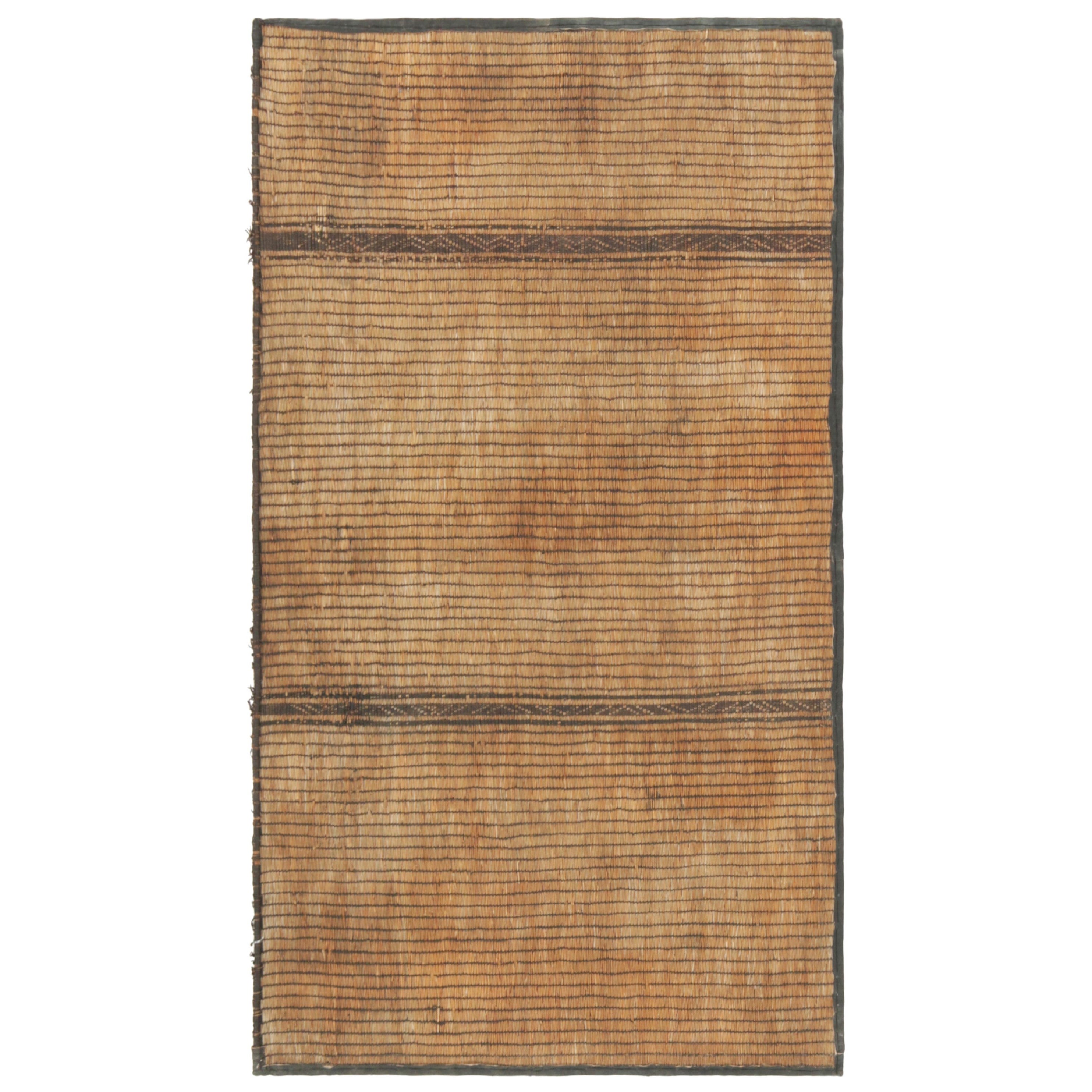 Tappeto Tuareg vintage, motivi a strisce marroni e beige - Rug & Kilim