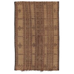 Vintage Tuareg Mat, Camel Beige-Brown with Tribal Geometric Motifs - Rug & Kilim