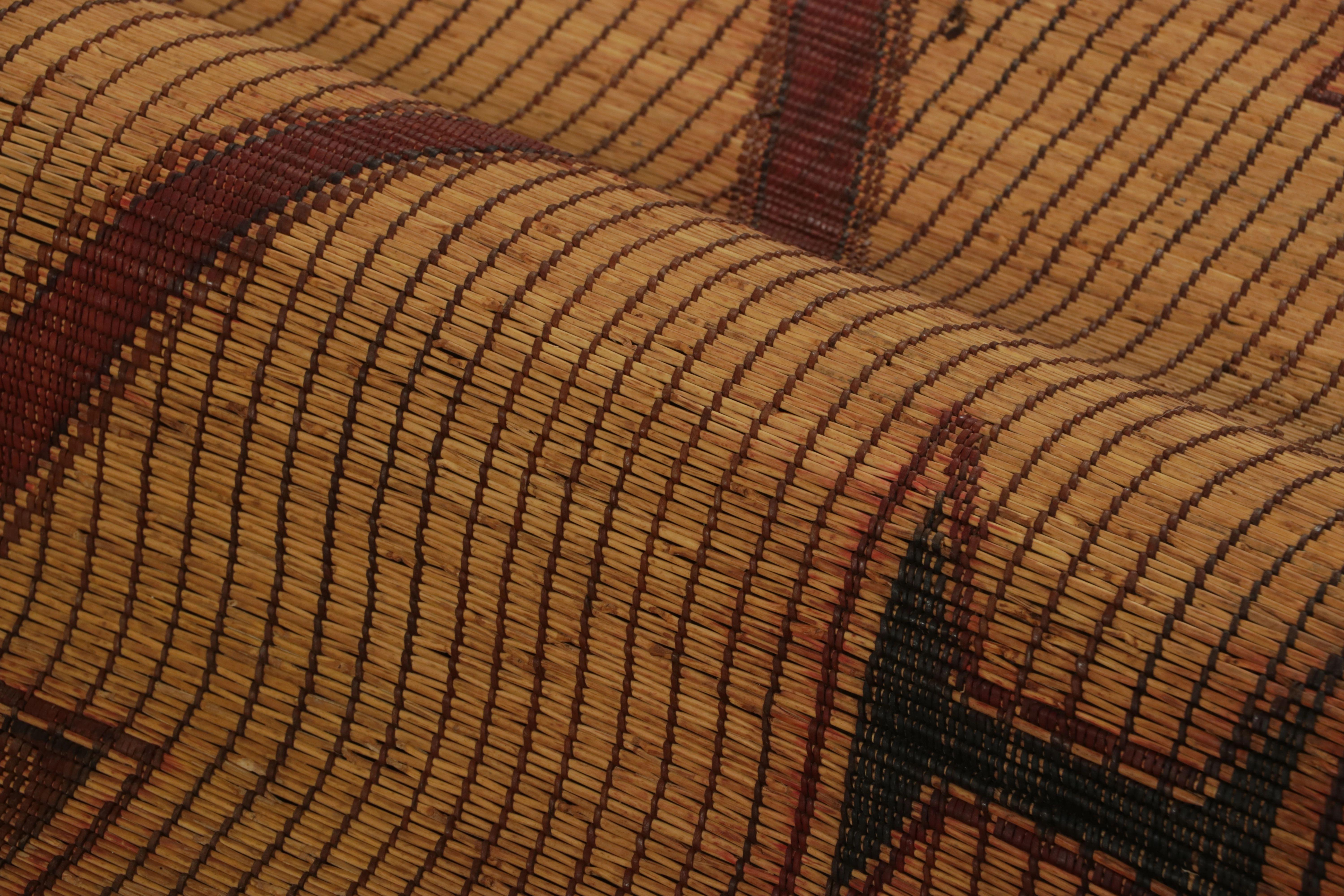 Vintage Tuareg Mat, Golden Brown with Bold Tribal Geometric Motifs - Rug & Kilim In Good Condition For Sale In Long Island City, NY