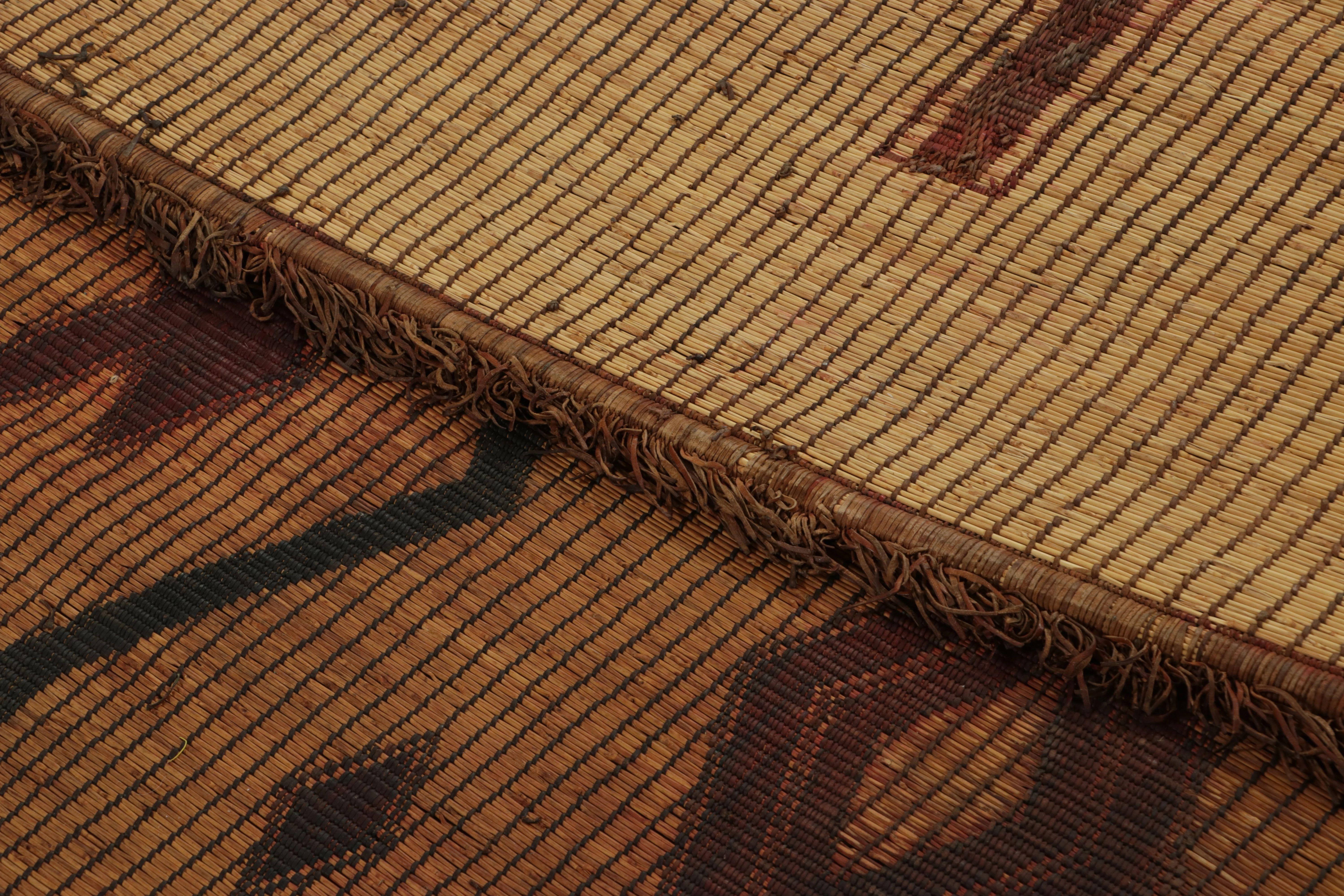 Mid-20th Century Vintage Tuareg Mat, Golden Brown with Bold Tribal Geometric Motifs - Rug & Kilim For Sale