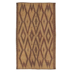 Estera Tuareg Vintage en Marrón y Beige con Motivos Geométricos de Diamante