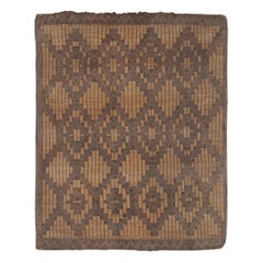 Tappeto Tuareg vintage in marrone e beige con motivi geometrici a diamante