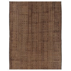 Vintage Tuareg Mat, Rich Brown with Gold Tribal Geometric Patterns - Rug 
Kilim