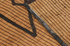 Vintage Tuareg Mat Rug with Beige-Brown and Red Geometric Patterns - Rug & Kilim