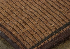 Vintage Tuareg Mat Runner, Brown with Rich Leather Stripes – Rug & Kilim