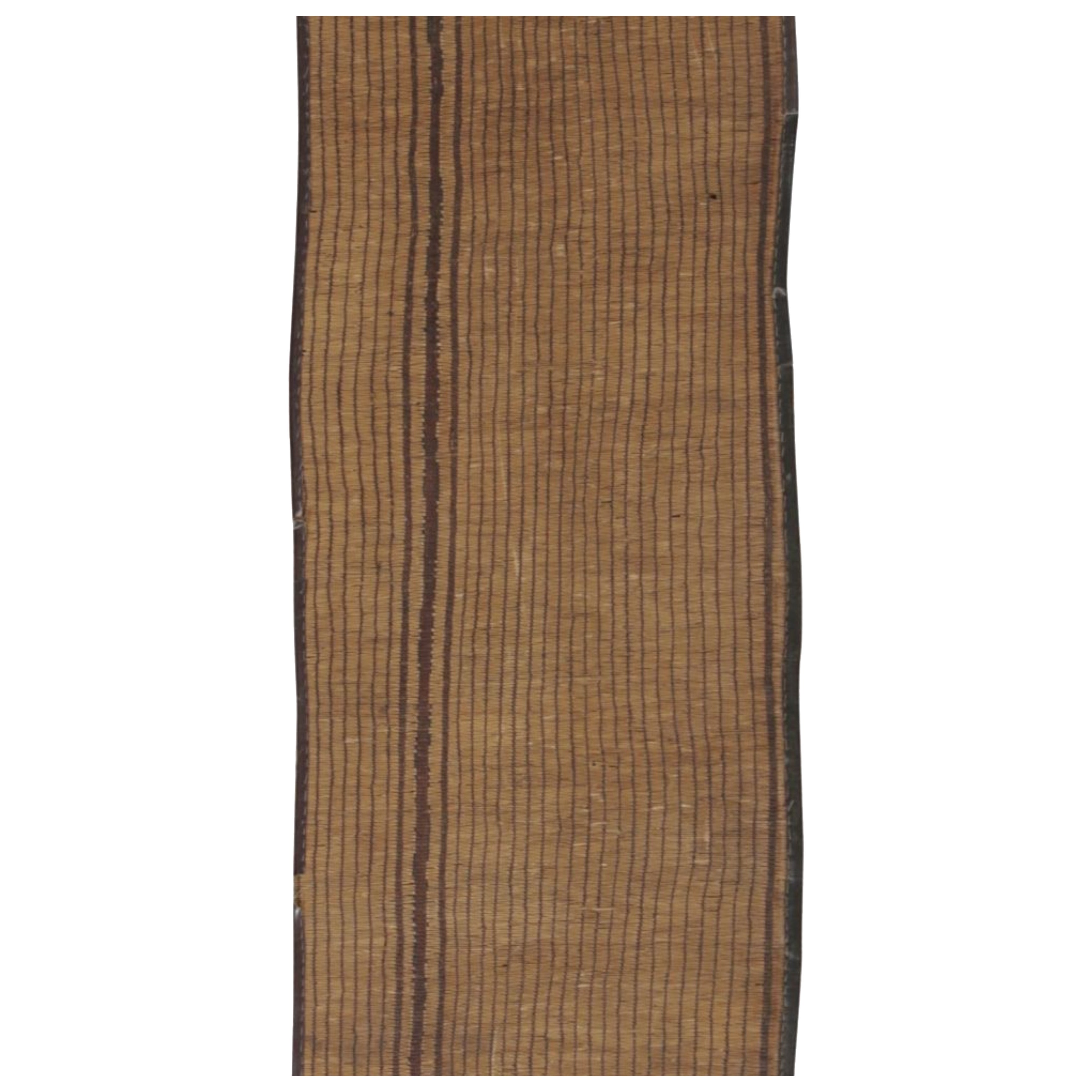 Vintage Tuareg Mat Runner, Brown with Rich Leather Stripes – Rug 
Kilim For Sale