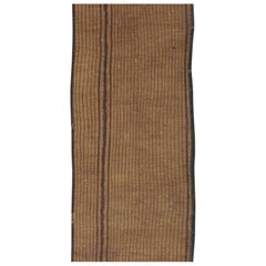 Vintage Tuareg Mat Runner, Brown with Rich Leather Stripes – Rug & Kilim