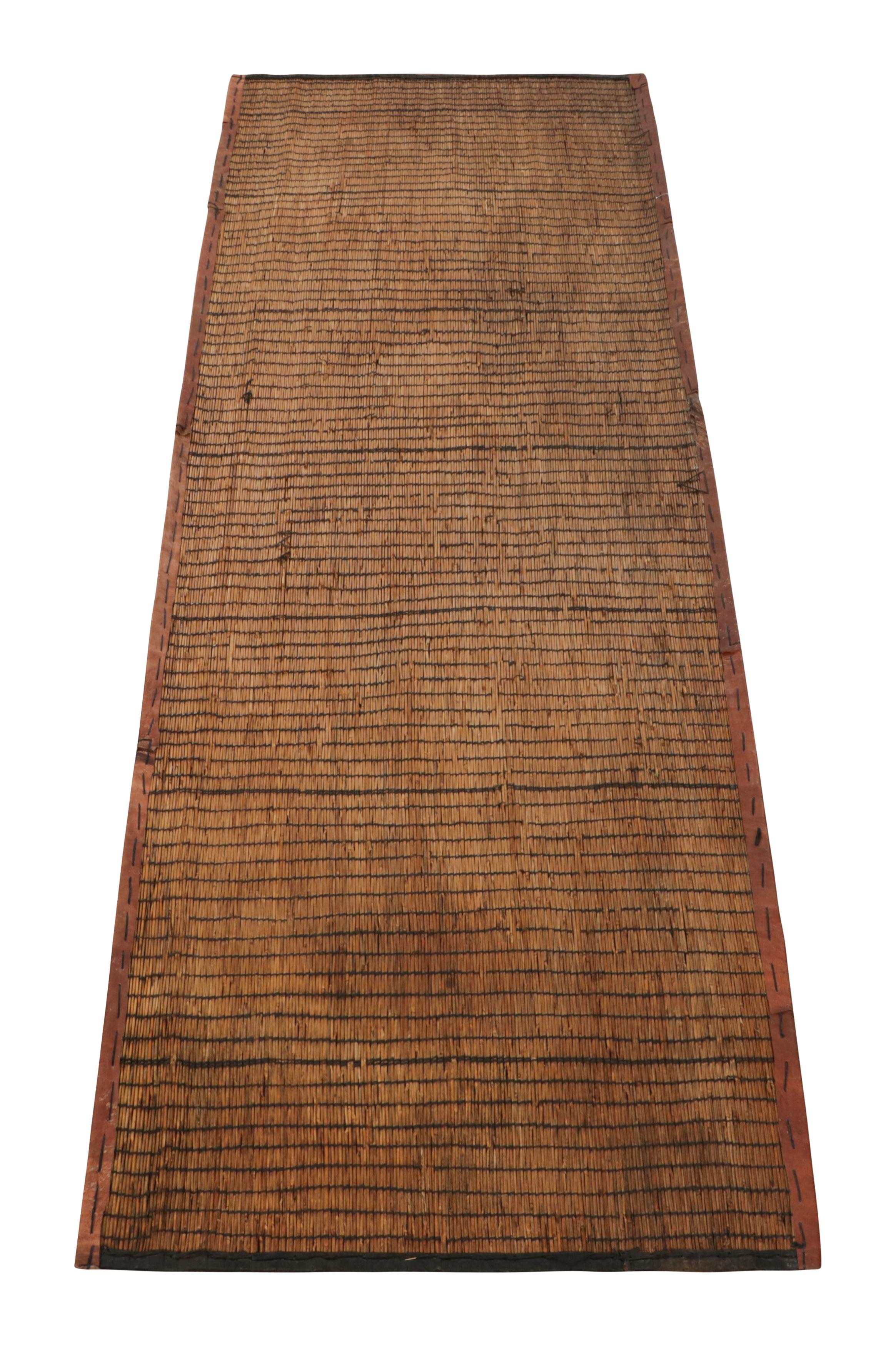 Annodato a mano Tappeto Tuareg vintage, bronzo luminoso con strisce marroni - Rug & Kilim in vendita