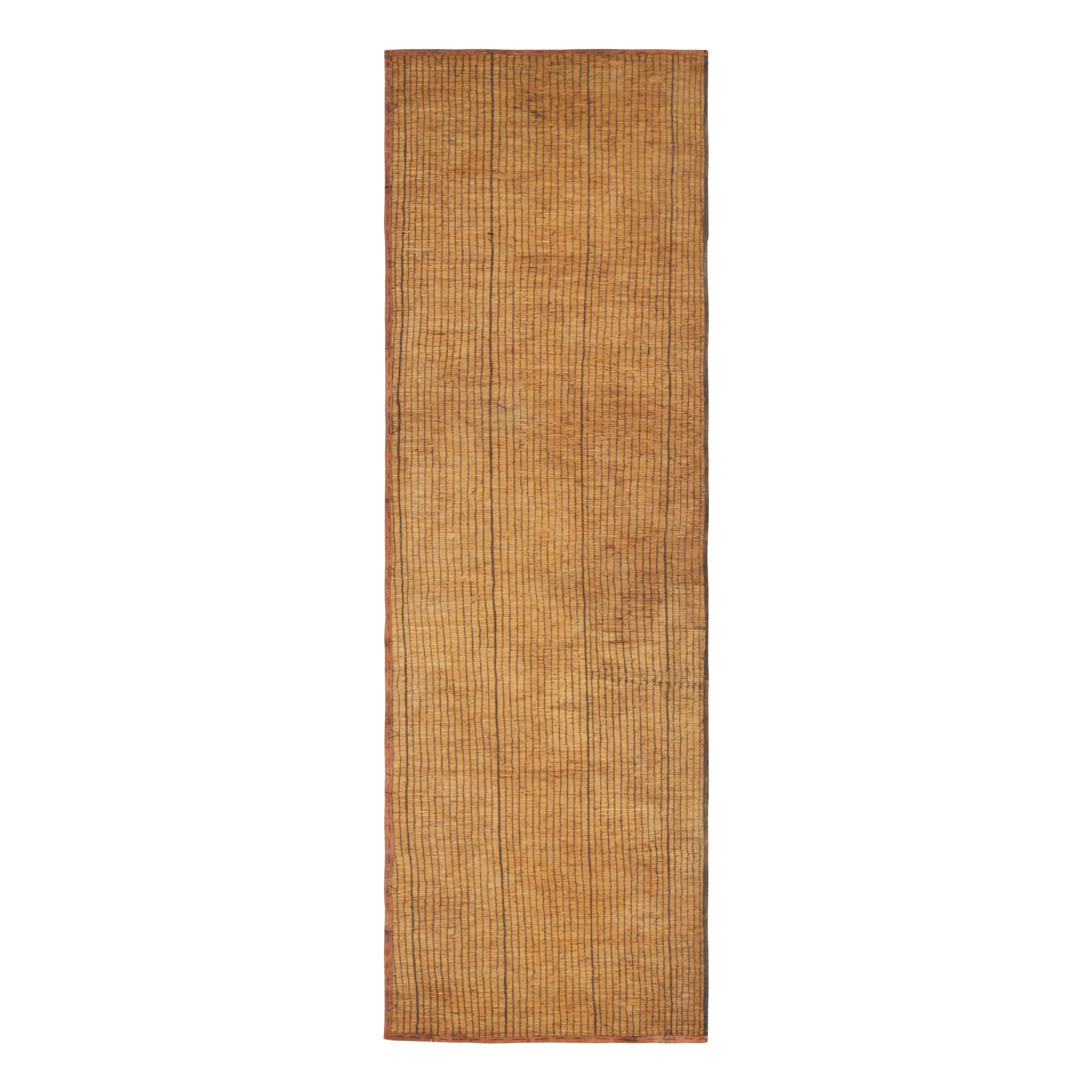 Vintage Tuareg Matte Läufer, warm und reich Gold und Braun Streifen - Rug & Kilim