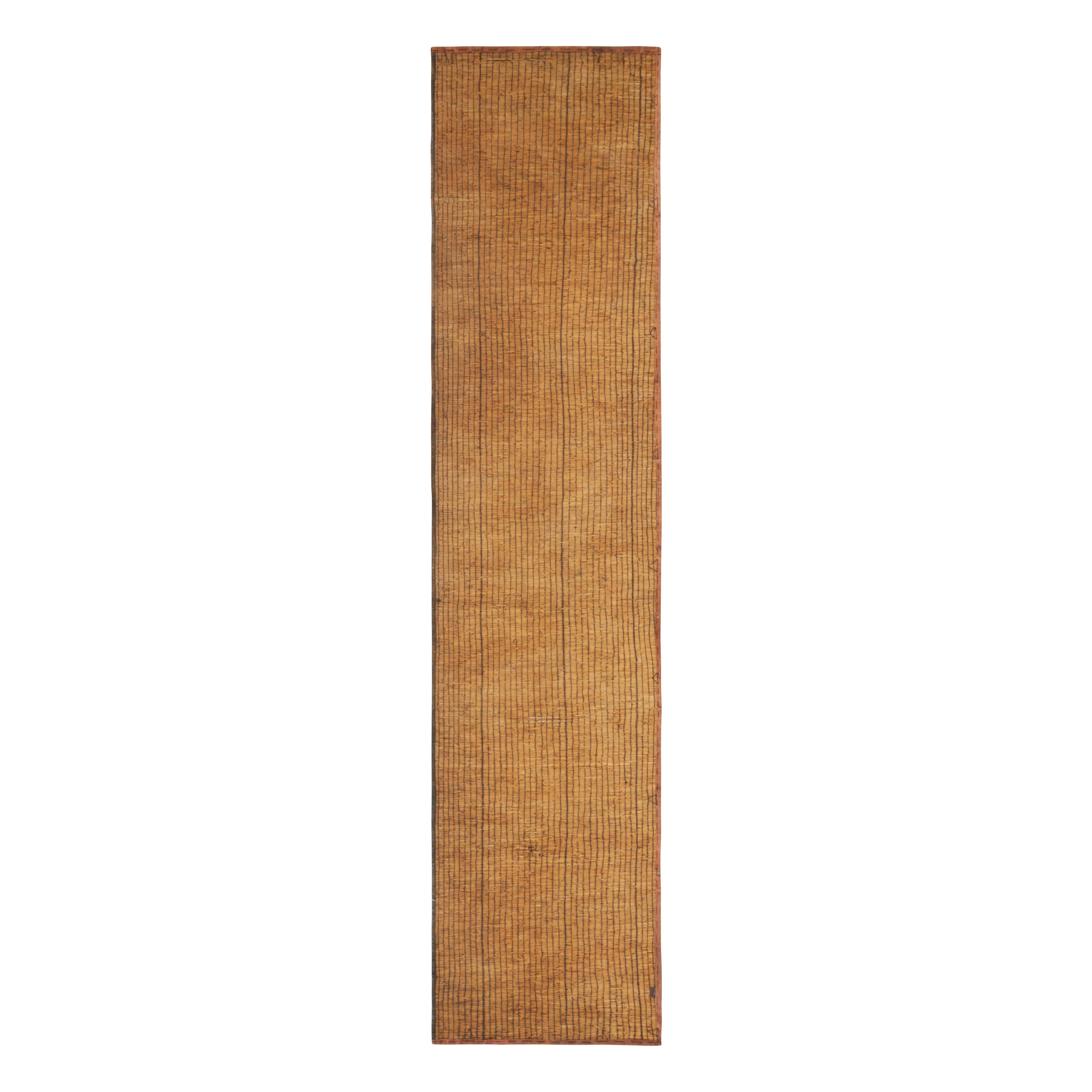 Vintage Tuareg Matte Läufer, warmes Beige mit satten braunen Streifen - Rug & Kilim