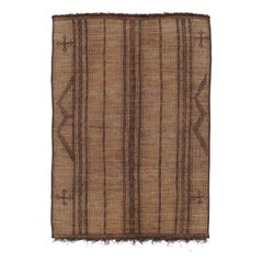 Vintage Tuareg Mat, Tribal Geometric Patterns in Rich Beige-Brown - Rug 
Kilim