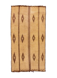 Alfombra Tuareg Vintage con Diseños de Diamantes Marrones