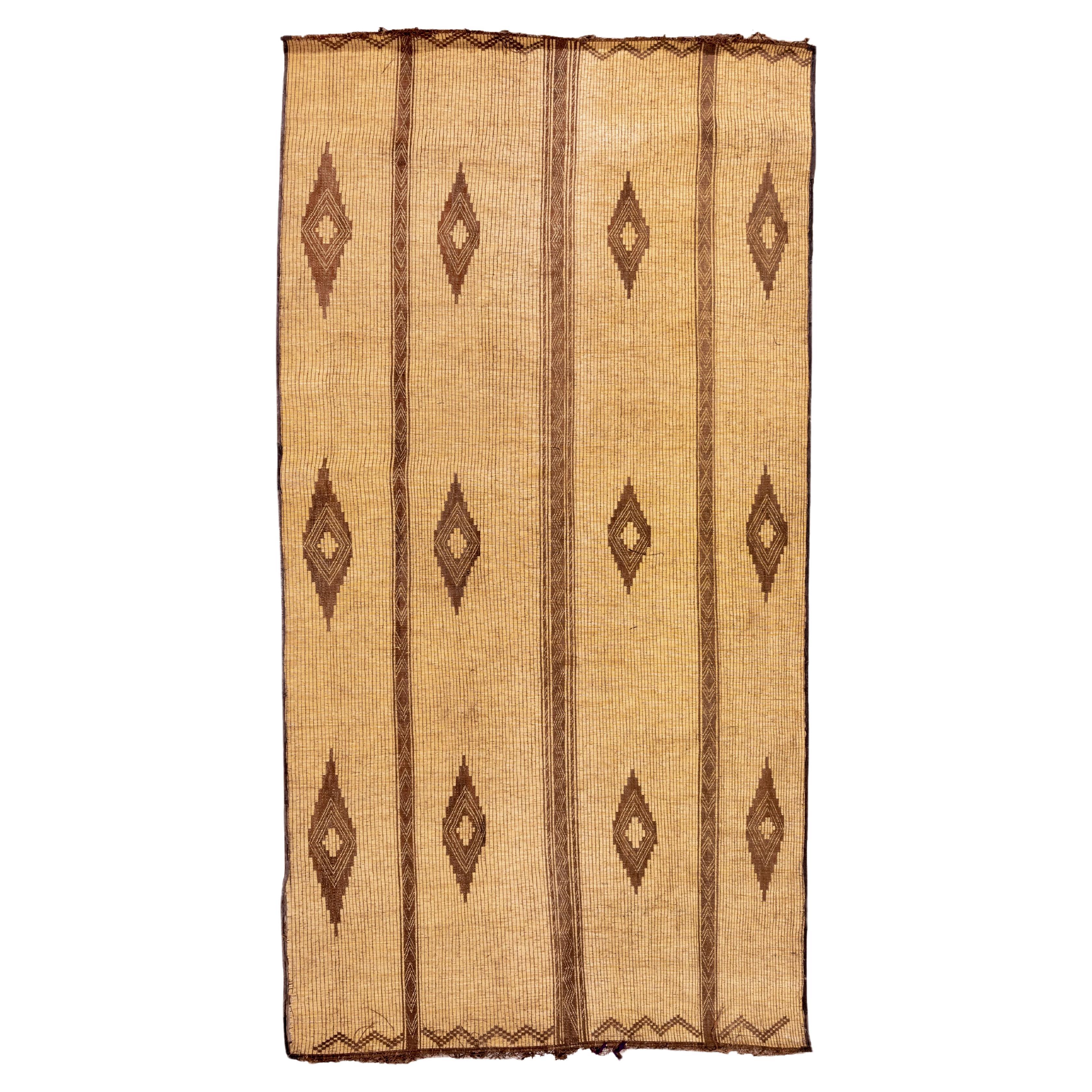 Vintage Tuareg Rug with Brown Diamond Designs For Sale