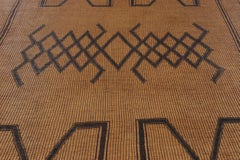 Vintage Tuareg Runner Mat, Beige Bold Tribal Geometric Patterns - Rug & Kilim
