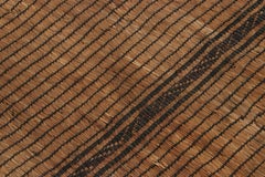 Vintage Tuareg Runner Mat, Brown and Beige Striped Patterns - Rug & Kilim