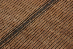Vintage Tuareg Runner Mat, Brown and Beige Striped Patterns - Rug & Kilim