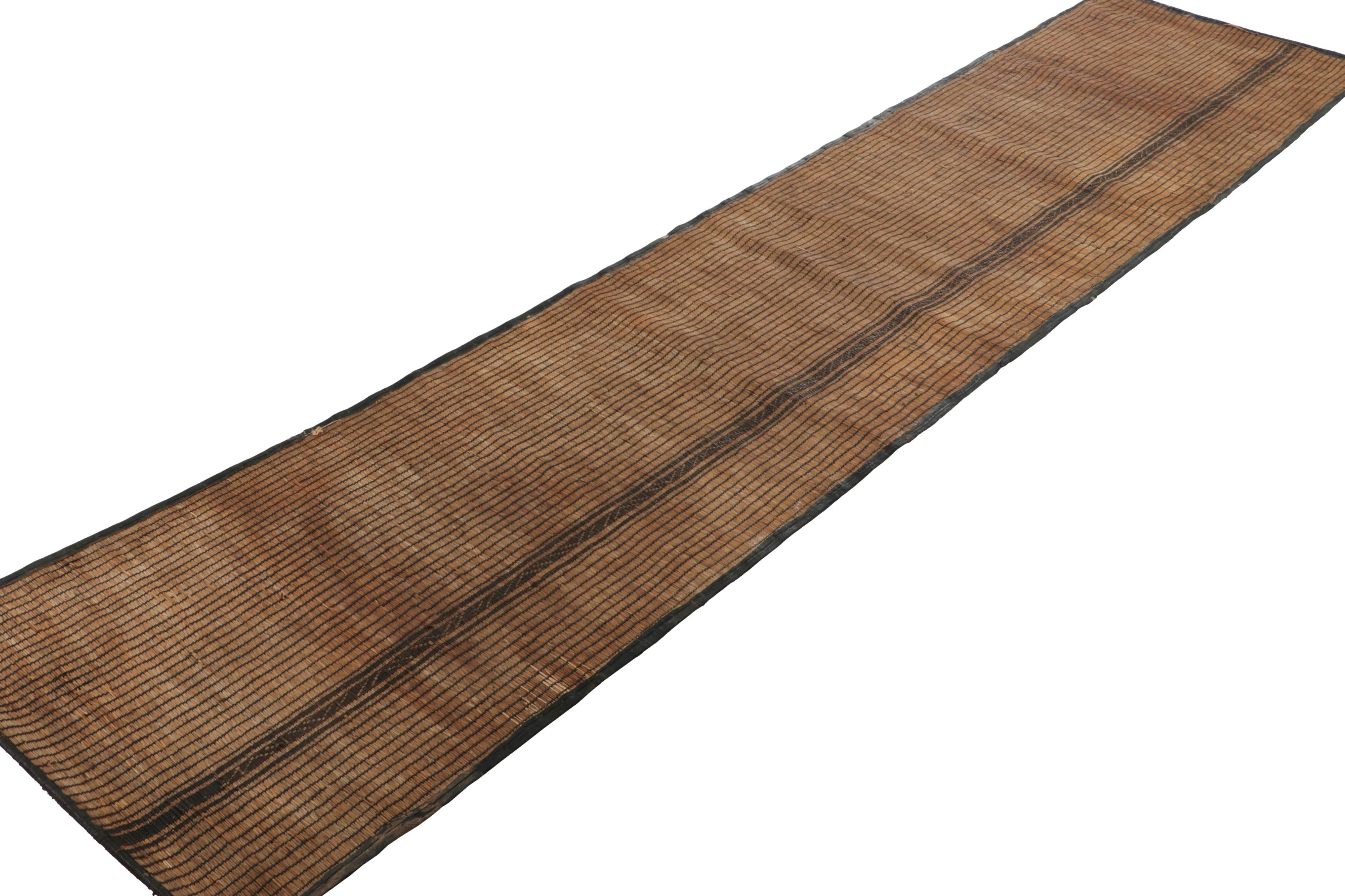 Tessuto a mano Tappeto Tuareg vintage, a righe marroni e beige - Rug & Kilim in vendita
