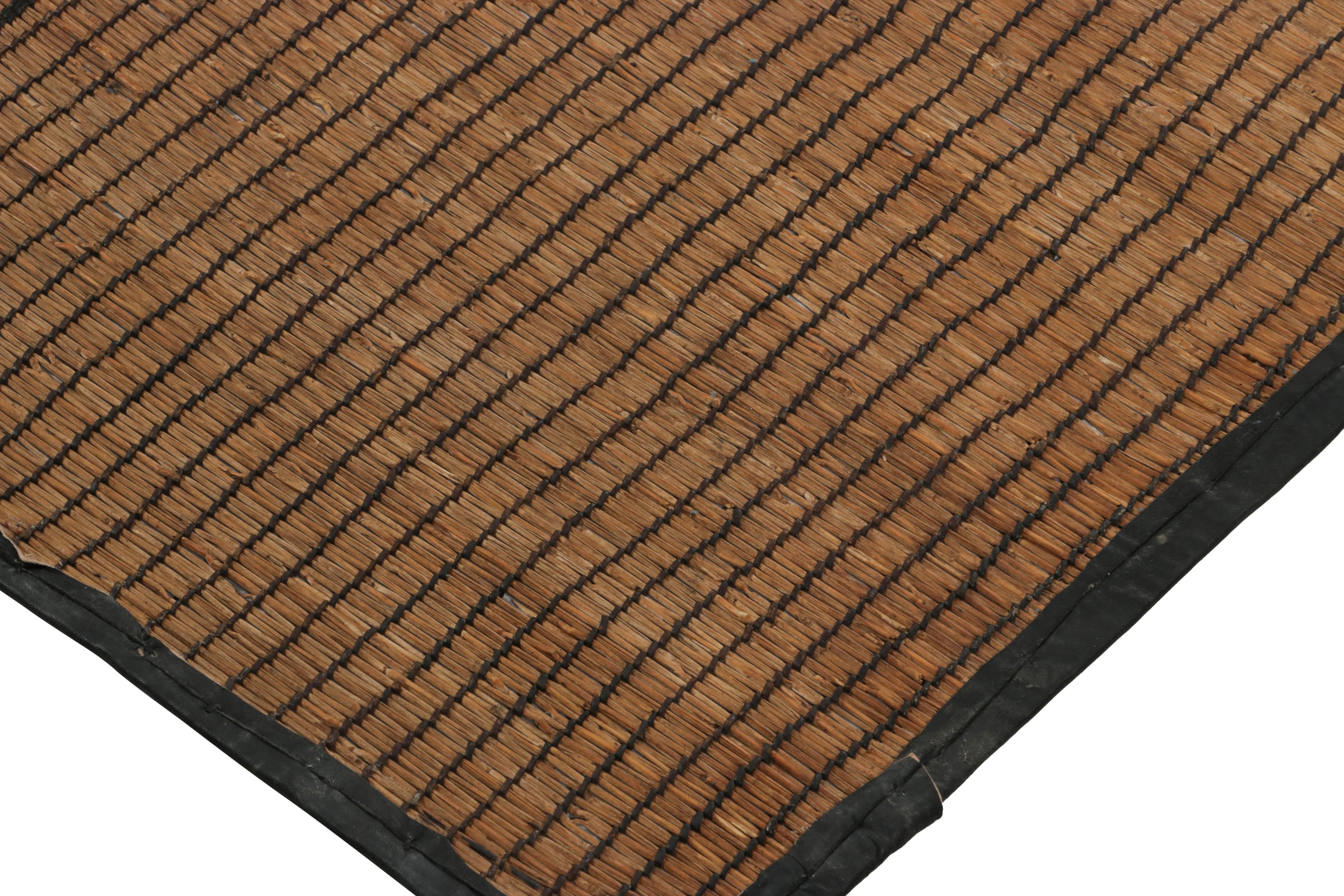 Mid-19th Century Vintage Tuareg Runner Mat, Brown and Beige Striped Patterns - Rug & Kilim For Sale