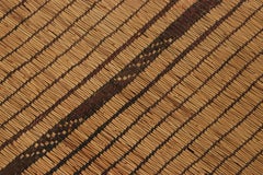 Vintage Tuareg Runner Mat, Gold with Rich Brown Leather Stripes - Rug & Kilim